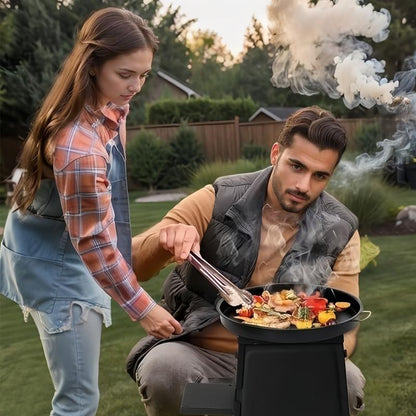 Portable Compact Cast Iron Wood-Burning Camping Cooker