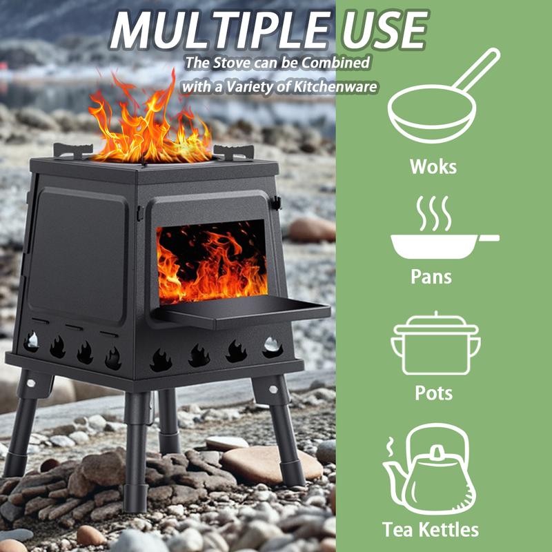 Portable Compact Cast Iron Wood-Burning Camping Cooker